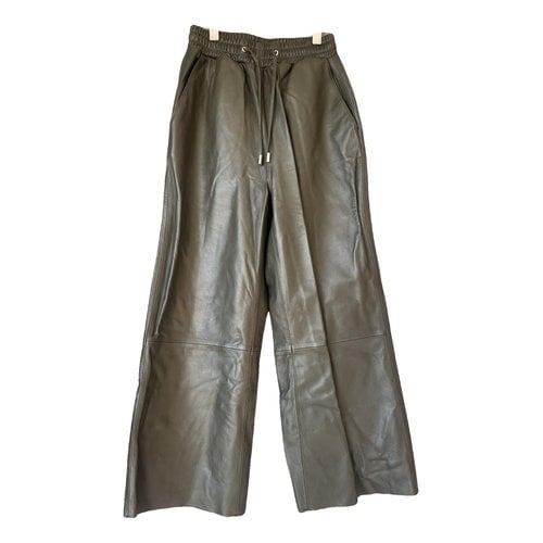 Pre-owned Oakwood Leather Straight Pants In Khaki