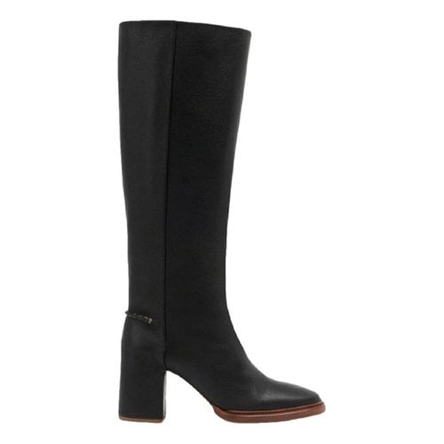 Pre-owned Chloé Leather Riding Boots In Black