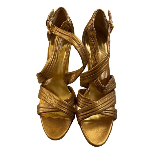 Pre-owned Miu Miu Leather Sandals In Gold