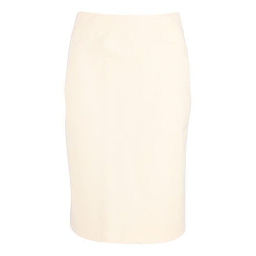 Pre-owned Theory Wool Mid-length Skirt In Ecru