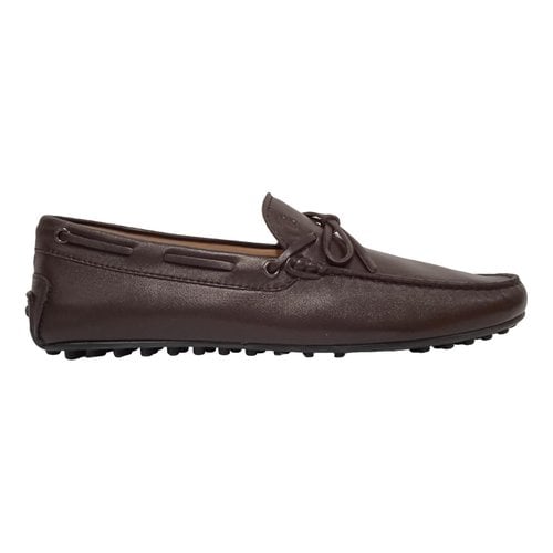 Pre-owned Tod's Leather Flats In Brown