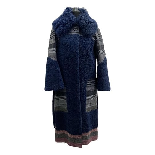 Pre-owned Louis Vuitton Wool Coat In Blue