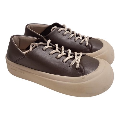 Pre-owned Yume Yume Vegan Leather Trainers In Brown