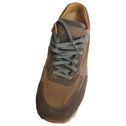 Pre-owned Magnanni Leather Low Trainers In Khaki