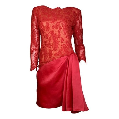 Pre-owned Bill Blass Silk Mid-length Dress In Red
