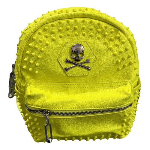 Pre-owned Philipp Plein Leather Backpack In Yellow
