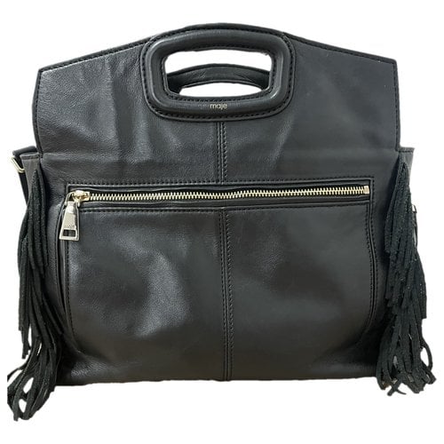 Pre-owned Maje Sac M Leather Tote In Black