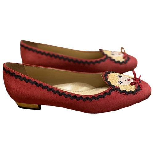 Pre-owned Charlotte Olympia Flats In Red