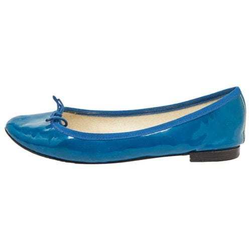 Pre-owned Repetto Patent Leather Flats In Blue