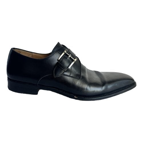 Pre-owned Magnanni Leather Flats In Black