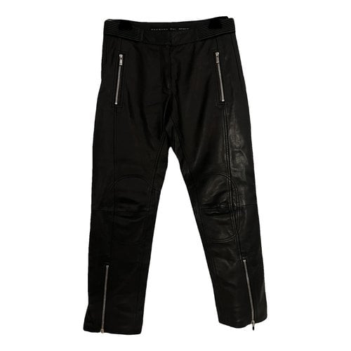 Pre-owned Barbara Bui Leather Straight Pants In Black