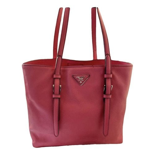 Pre-owned Prada Saffiano Leather Tote In Pink