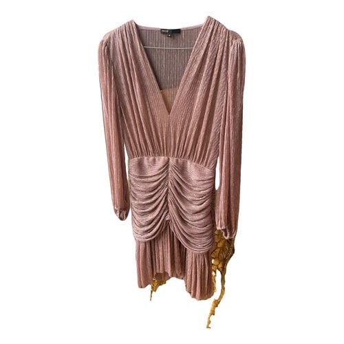 Pre-owned Maje Fall Winter 2020 Glitter Mini Dress In Gold