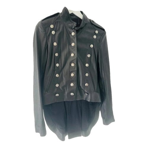 Pre-owned Mcq By Alexander Mcqueen Leather Jacket In Black