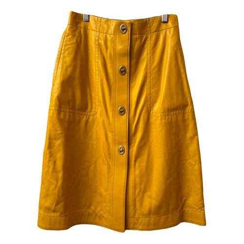 Pre-owned Coach Leather Mid-length Skirt In Yellow