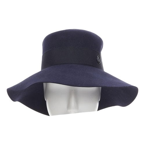 Pre-owned Maison Michel Wool Hat In Navy