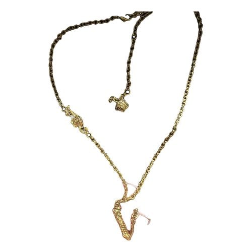 Pre-owned Versace Medusa Long Necklace In Gold