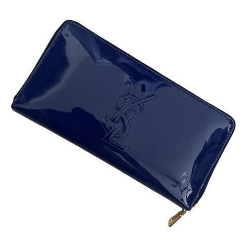 Pre-owned Saint Laurent Patent Leather Wallet In Blue