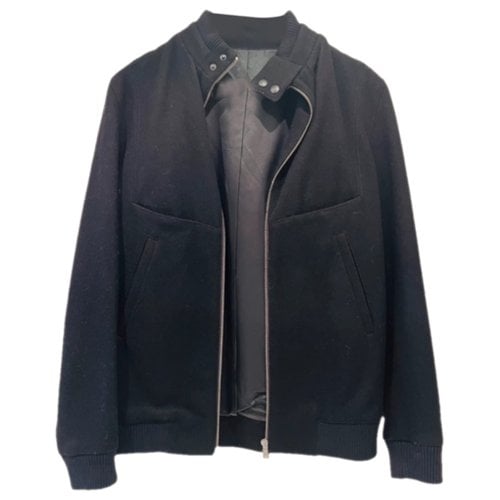 Pre-owned Sandro Wool Coat In Black