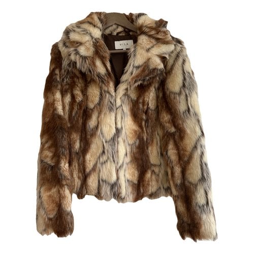 Pre-owned Vila Faux Fur Jacket In Brown