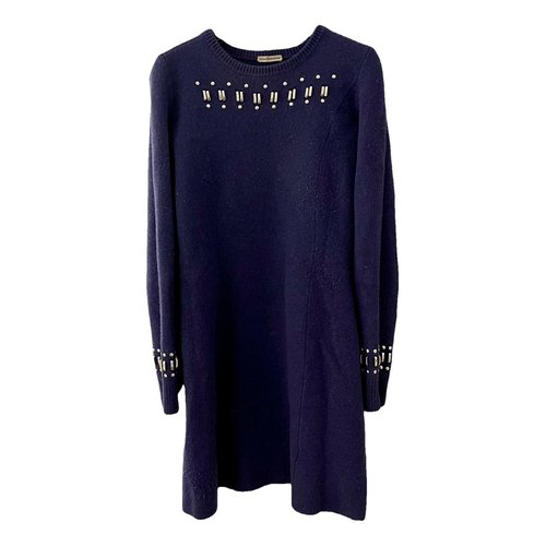 Pre-owned Paco Rabanne Cashmere Mini Dress In Navy