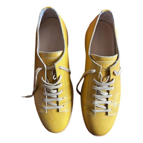 Pre-owned Santoni Leather Low Trainers In Yellow