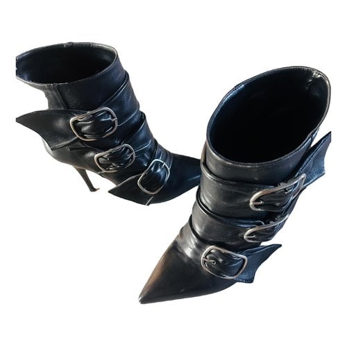 Pre-owned Aniye By Leather Ankle Boots In Black