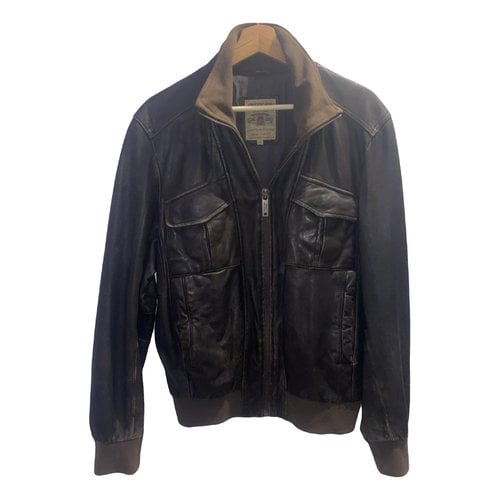 Pre-owned Chevignon Leather Jacket In Brown