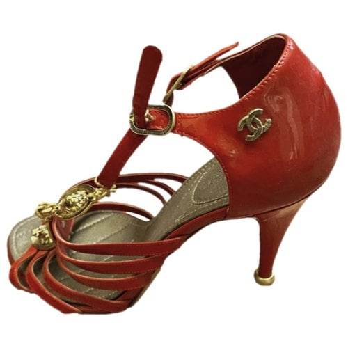 Pre-owned Chanel Leather Sandal In Red