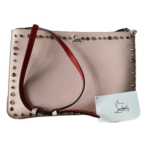 Pre-owned Christian Louboutin Loubiposh Leather Clutch Bag In Pink