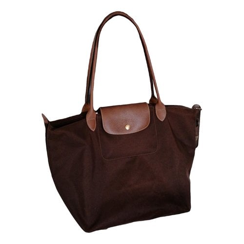 Pre-owned Longchamp Pliage Cloth Handbag In Brown