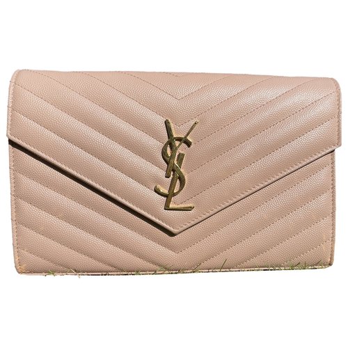 Pre-owned Saint Laurent Envelope Leather Bag In Pink