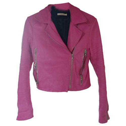 Pre-owned J Brand Leather Biker Jacket In Pink