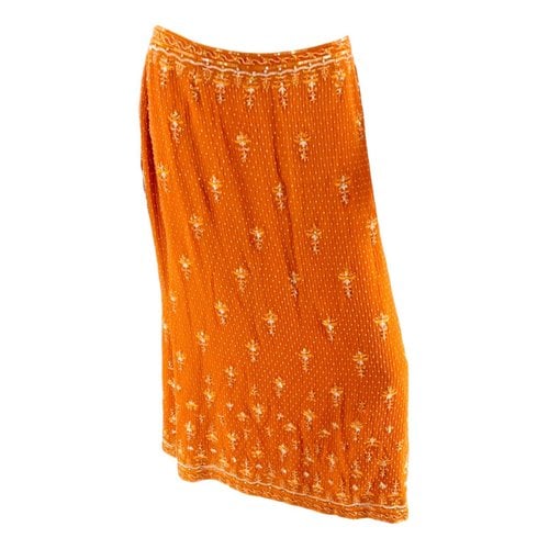 Pre-owned Escada Silk Maxi Skirt In Orange