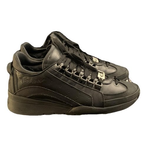 Pre-owned Dsquared2 251 Leather Low Trainers In Black