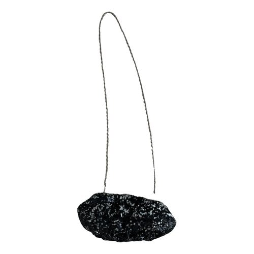 Pre-owned Paco Rabanne 1969 Glitter Clutch Bag In Black