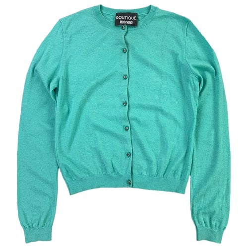 Pre-owned Moschino Wool Cardigan In Turquoise