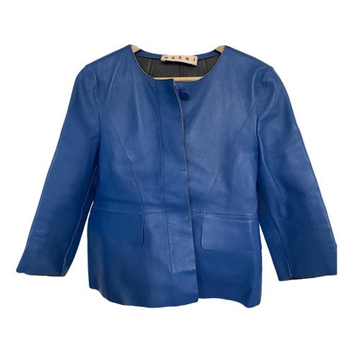 Pre-owned Marni Leather Jacket In Blue