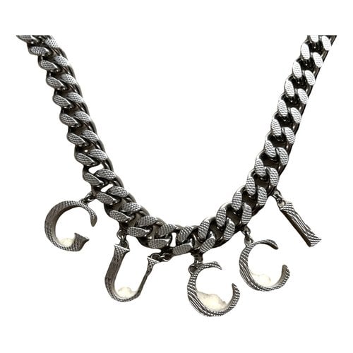 Pre-owned Gucci Icon Long Necklace In Silver