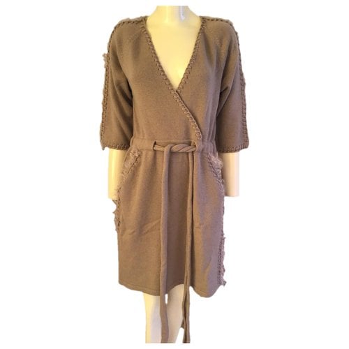 Pre-owned Fendi Cashmere Mid-length Dress In Beige