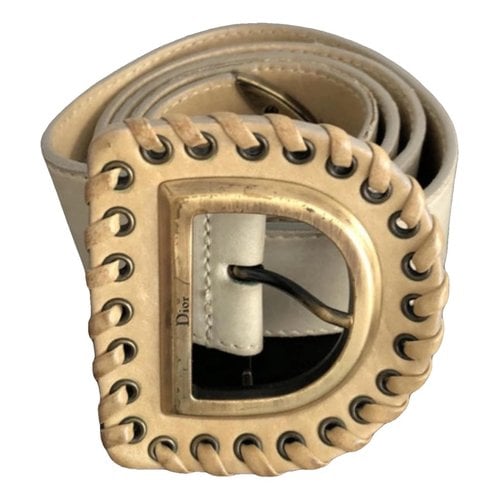 Pre-owned Dior Leather Belt In Beige