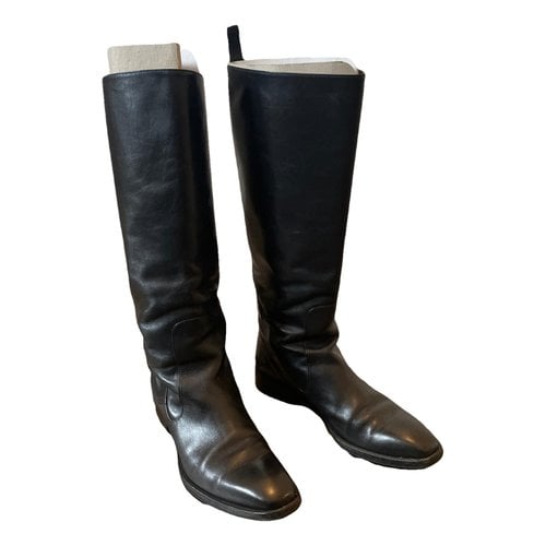 Pre-owned Jil Sander Leather Riding Boots In Black