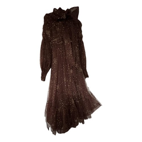Pre-owned Zimmermann Glitter Maxi Dress In Brown