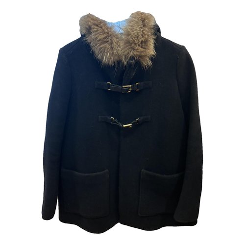 Pre-owned Maje Wool Coat In Navy