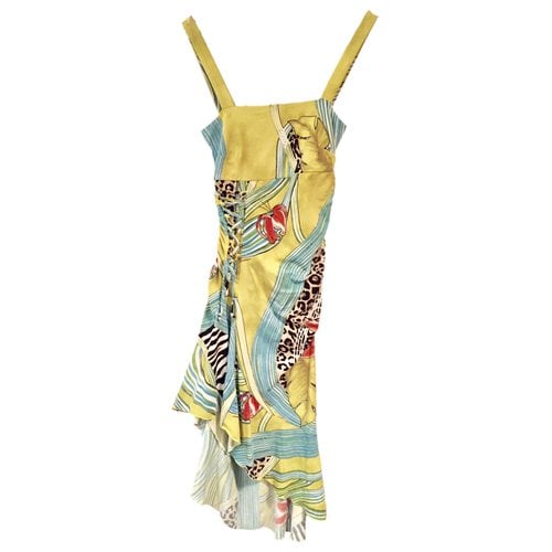 Pre-owned Roccobarocco Mid-length Dress In Yellow