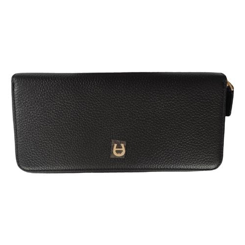 Pre-owned Aigner Leather Wallet In Black