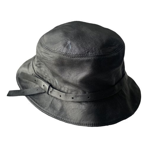 Pre-owned Acne Studios Leather Hat In Black