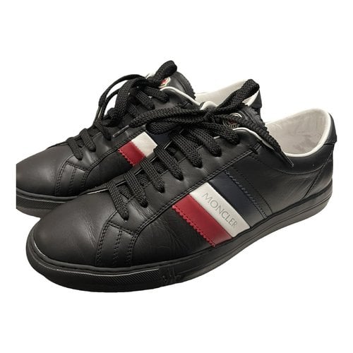 Pre-owned Moncler Leather Espadrilles In Black