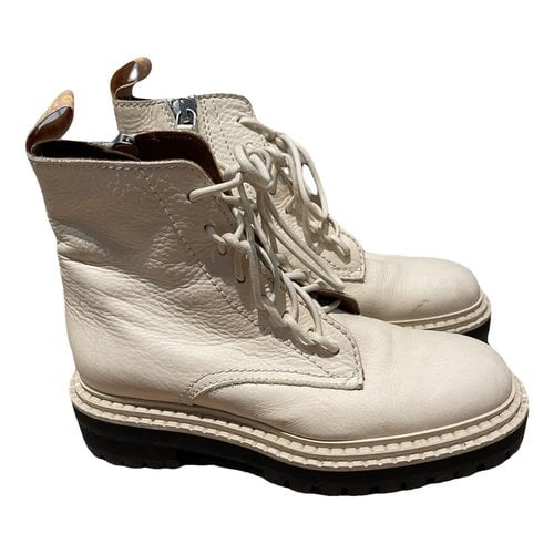 Pre-owned Proenza Schouler Leather Boots In Ecru