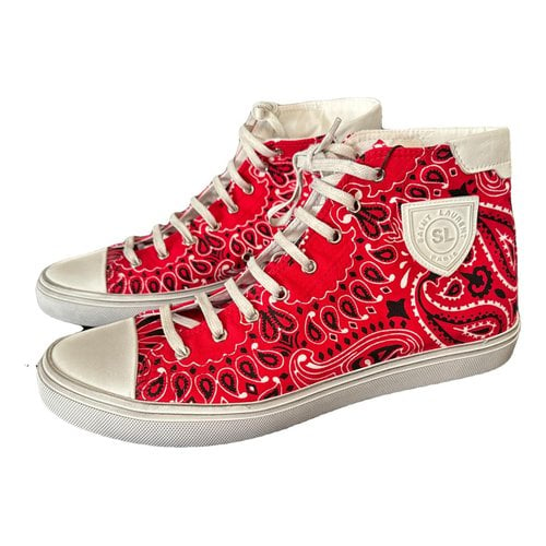 Pre-owned Saint Laurent Bedford Cloth High Trainers In Red